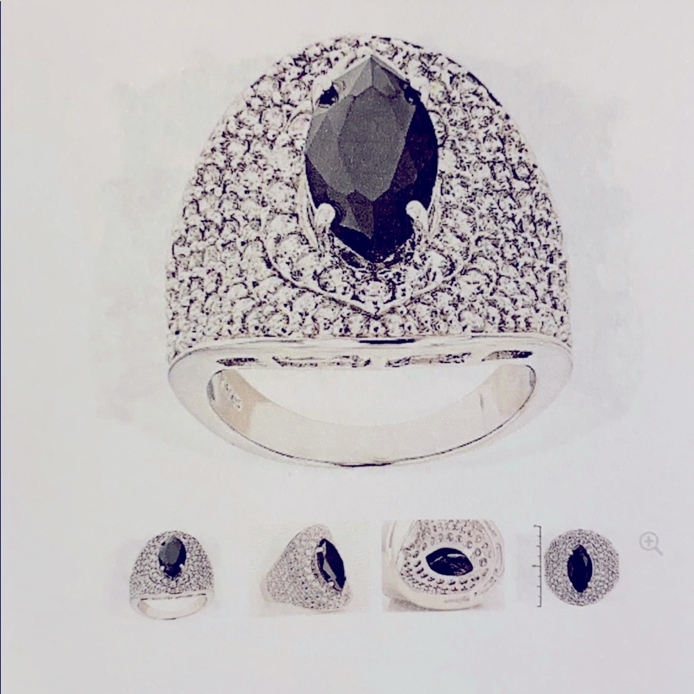 Black and White Diamond Simulants Ring
